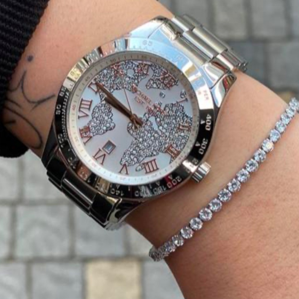 Michael Kors Layton Silver Dial Silver Steel Strap Watch For Women - MK5958